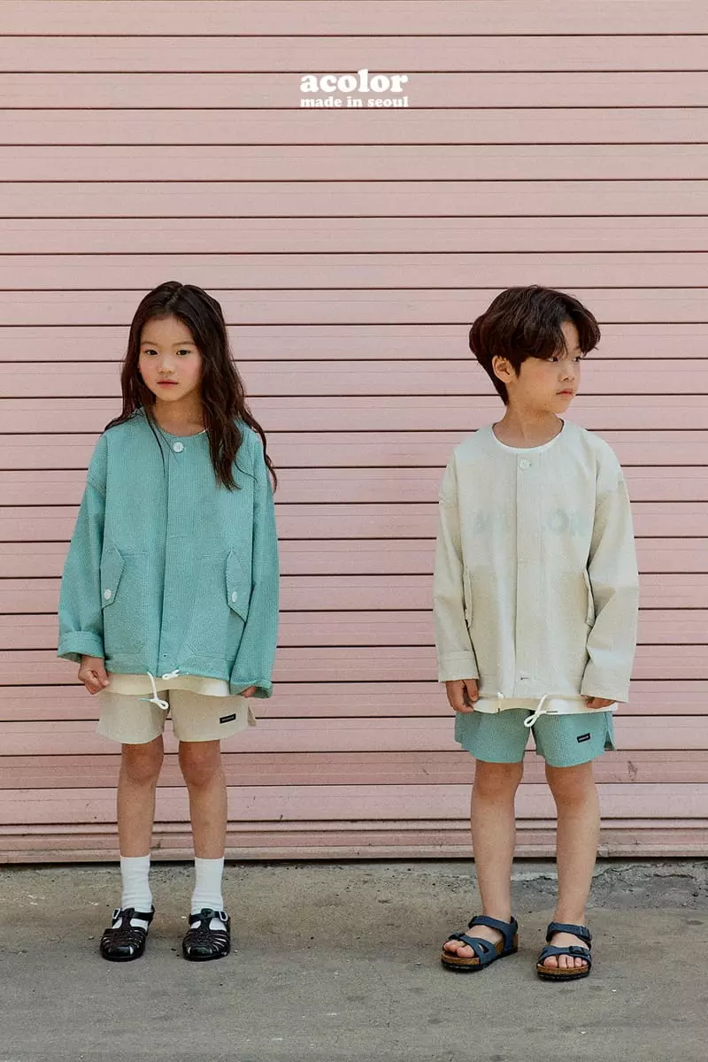 Acolor - Korean Children Fashion - #kidsshorts - Seersucker Jacket - 4