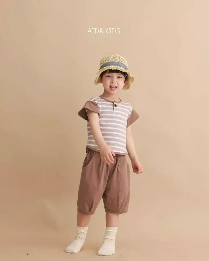 Aida - Korean Children Fashion - #Kfashion4kids - Stripes Top Bottom Set - 3