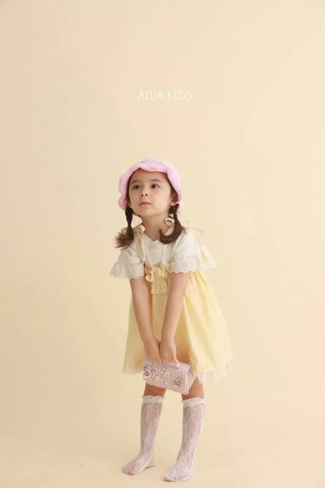 Aida - Korean Children Fashion - #designkidswear - Check String One-piece Tee Set - 3