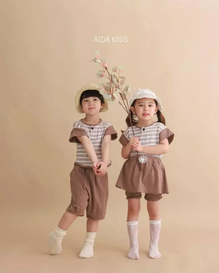 Aida - Korean Children Fashion - #kidzfashiontrend - Stripes Top Bottom Set - 2