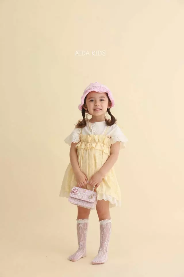 Aida - Korean Children Fashion - #minifashionista - Check String Sleeveless One-piece Tee Set