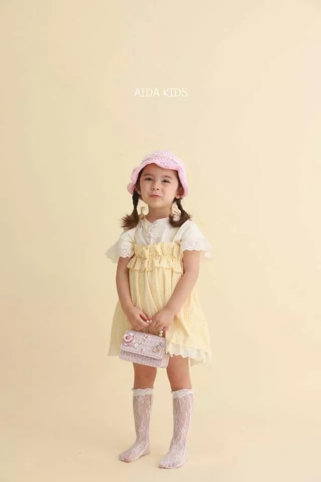 Aida - Korean Children Fashion - #prettylittlegirls - Check String Sleeveless One-piece Tee Set - 2