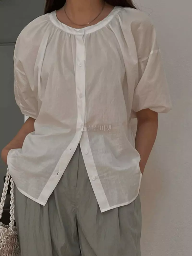 Alamode - Korean Women Fashion - #restrostyle - Puff Blouse - 6