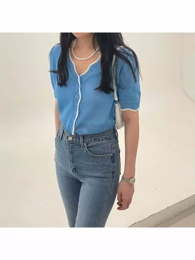 All Vibe - Korean Women Fashion - #momslook - Color Puff V Neck Cardigan - 3