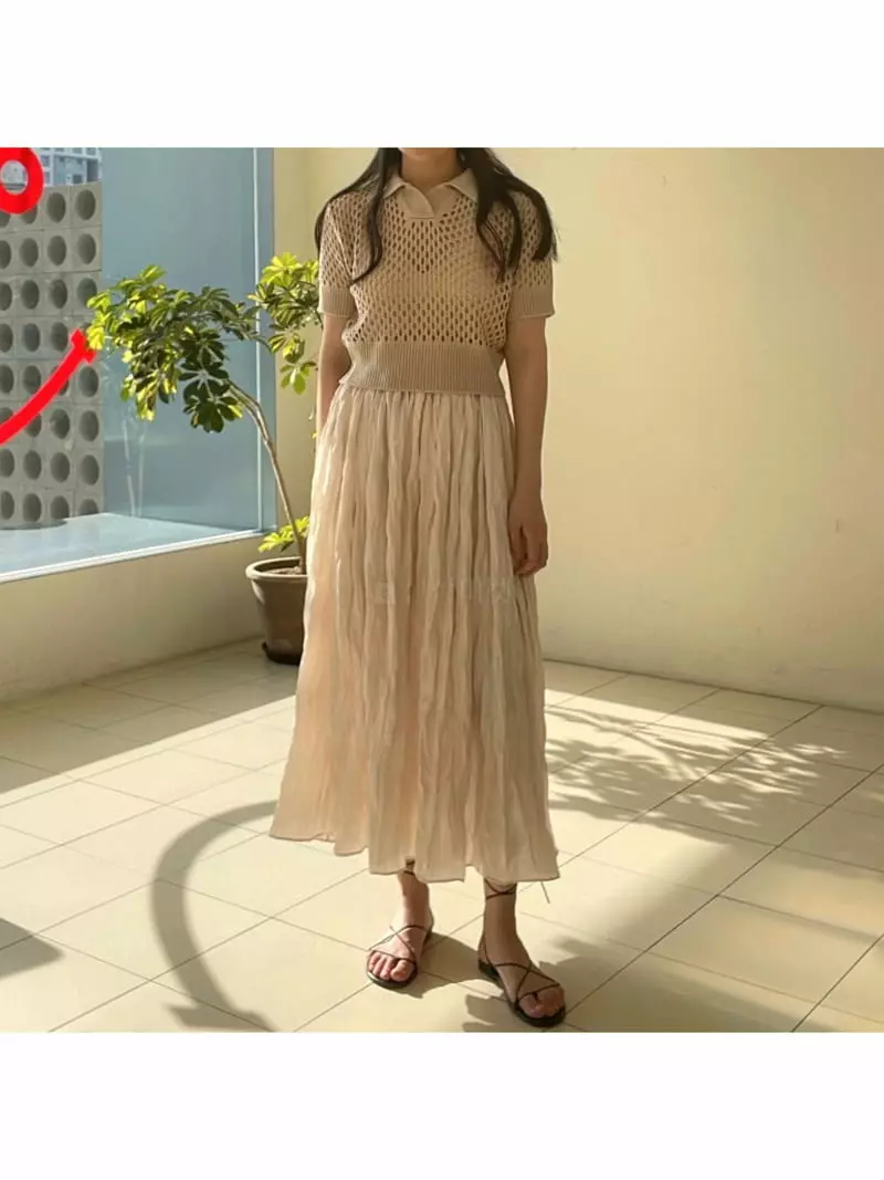 All Vibe - Korean Women Fashion - #momslook - Wrinkle Long Skirt - 2