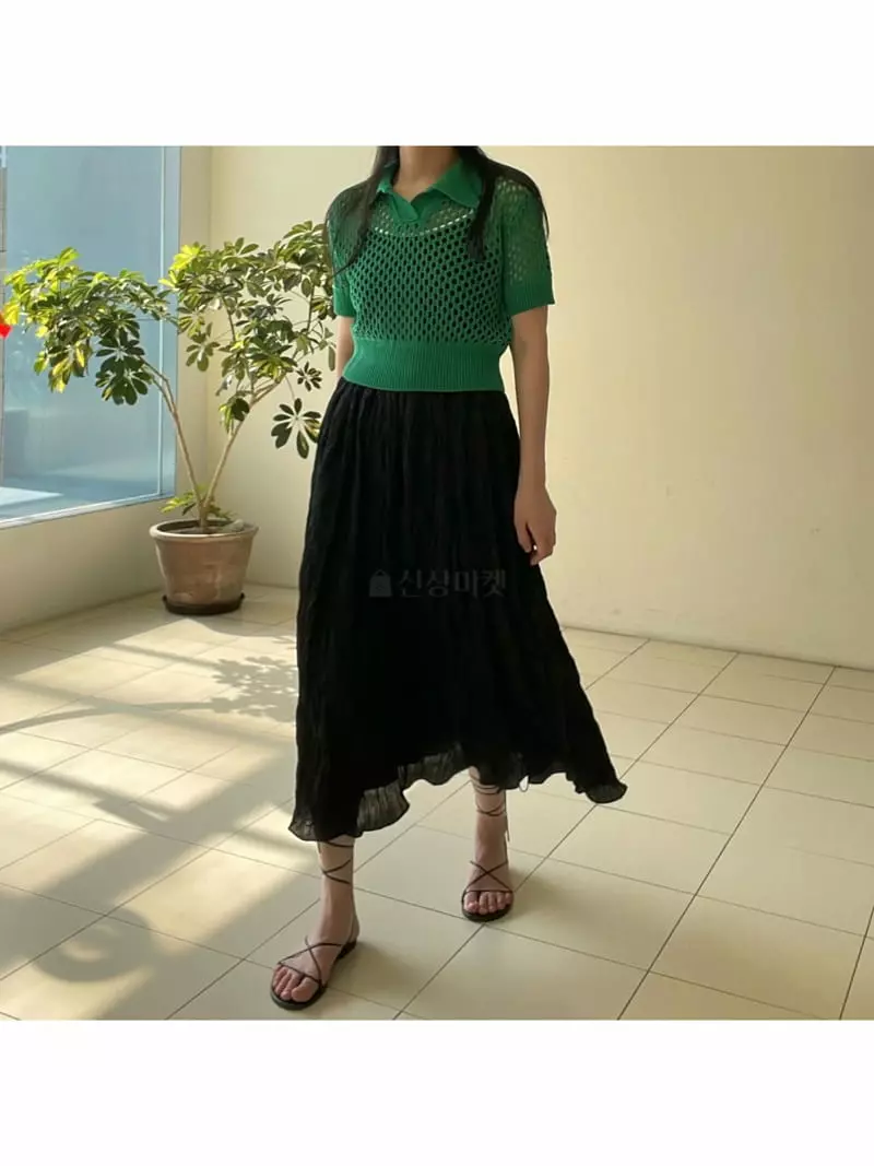 All Vibe - Korean Women Fashion - #womensfashion - Wrinkle Long Skirt - 4