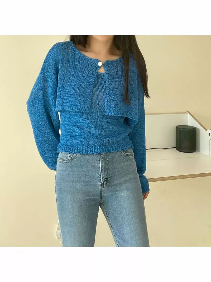 All Vibe - Korean Women Fashion - #womensfashion - One Button Bolero Set - 4