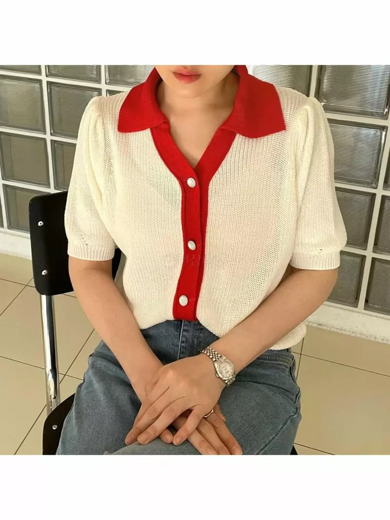 All Vibe - Korean Women Fashion - #womensfashion - Color Short Sleeves Puff Cardigan - 4