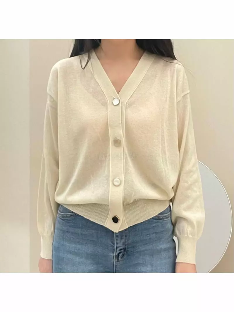 All Vibe - Korean Women Fashion - #momslook - Soft Summer Point V Neck Cardigan - 3