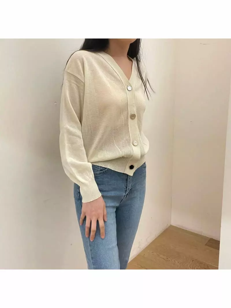 All Vibe - Korean Women Fashion - #momslook - Soft Summer Point V Neck Cardigan - 4