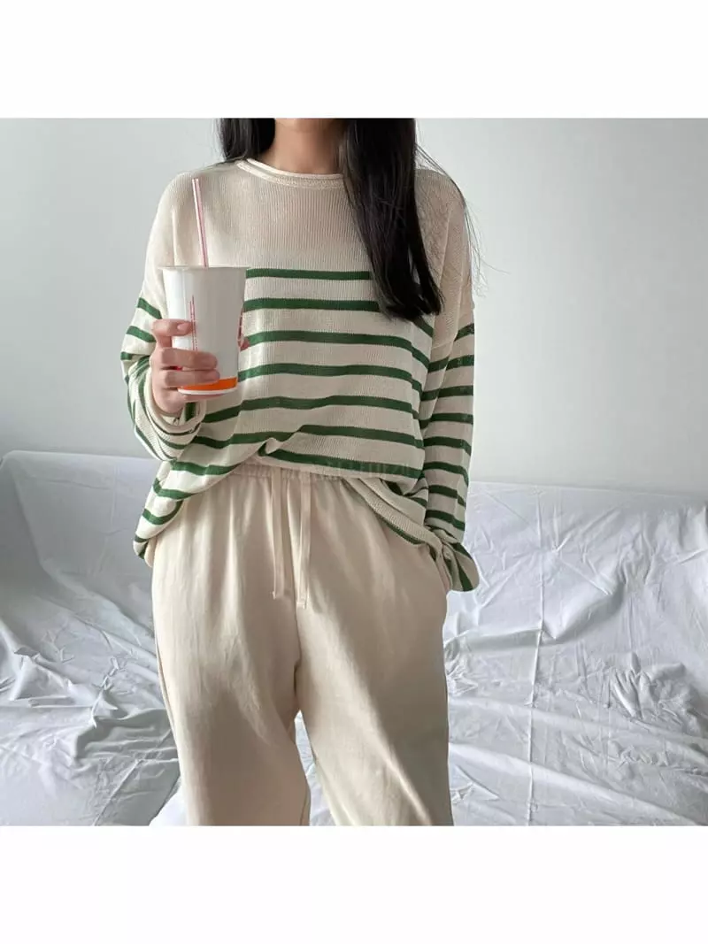 All Vibe - Korean Women Fashion - #momslook - Marinr Stripes Summer Knit Tee