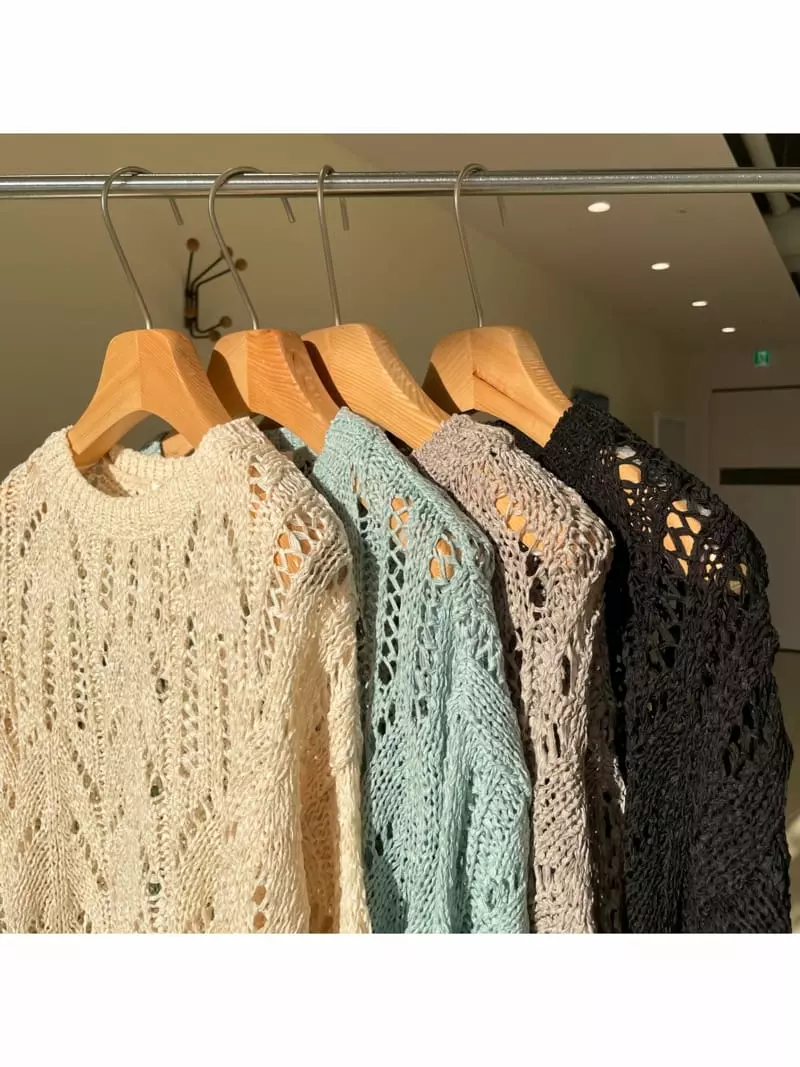 All Vibe - Korean Women Fashion - #momslook - Liff Wave Knit Tee