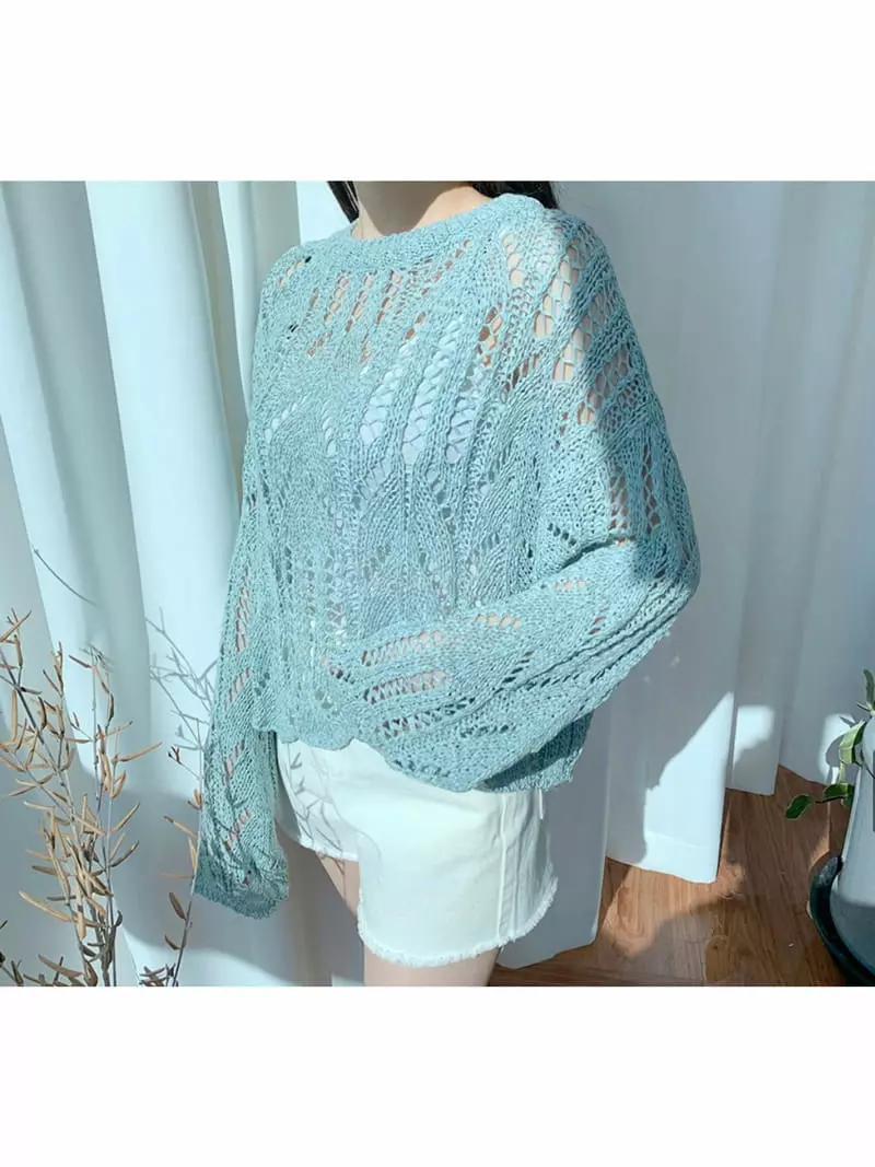 All Vibe - Korean Women Fashion - #momslook - Liff Wave Knit Tee - 3