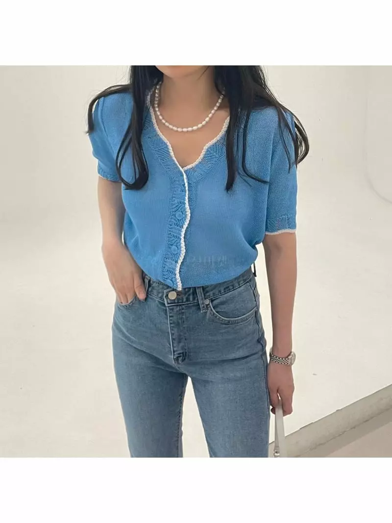 All Vibe - Korean Women Fashion - #womensfashion - Color Puff V Neck Cardigan - 2