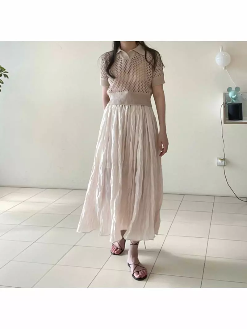 All Vibe - Korean Women Fashion - #womensfashion - Wrinkle Long Skirt