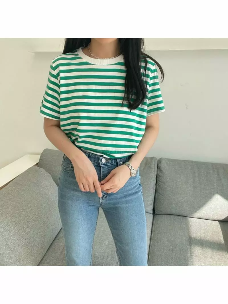 All Vibe - Korean Women Fashion - #womensfashion - Stripes Point Tee