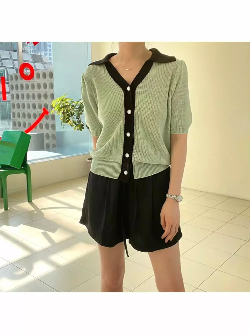 All Vibe - Korean Women Fashion - #womensfashion - Color Short Sleeves Puff Cardigan