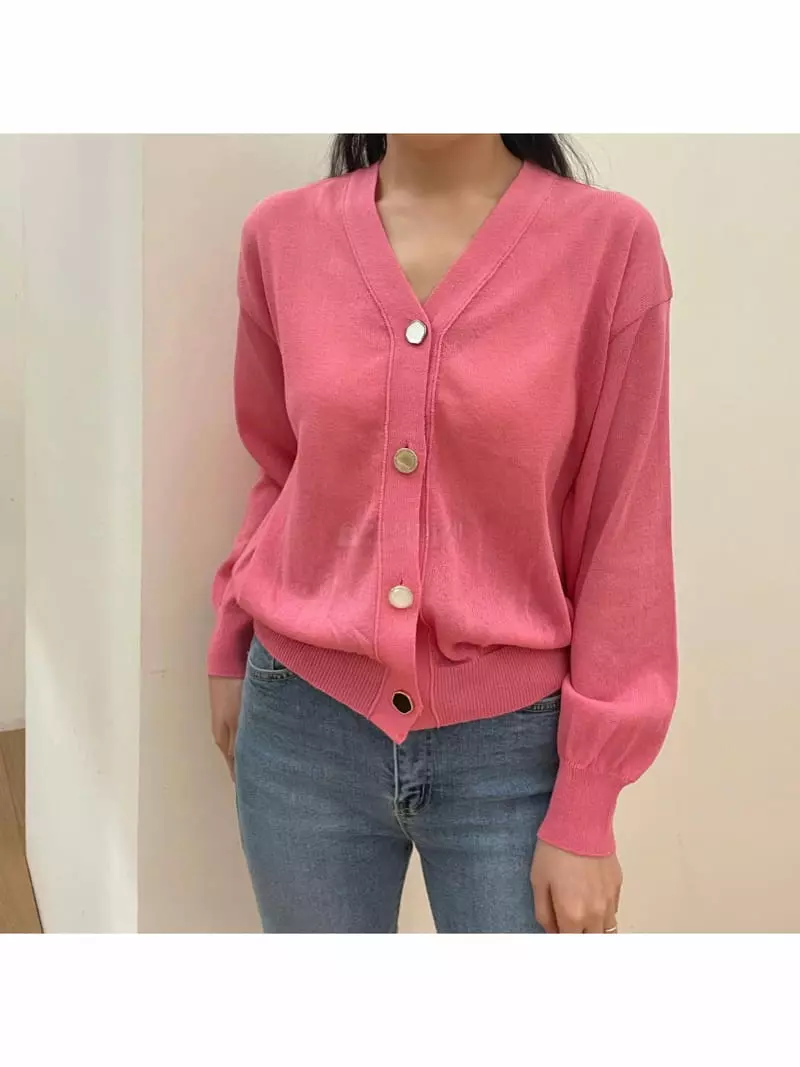 All Vibe - Korean Women Fashion - #womensfashion - Soft Summer Point V Neck Cardigan - 2