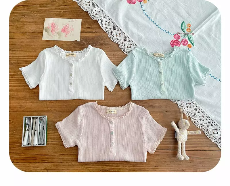 Amber - Korean Children Fashion - #todddlerfashion - Eyelet Tee