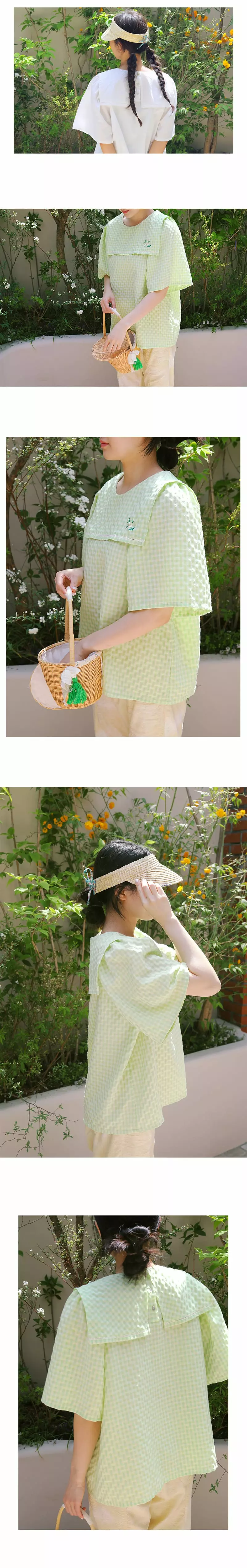 Amber - Korean Women Fashion - #womensfashion - Mom Sage Blouse - 3