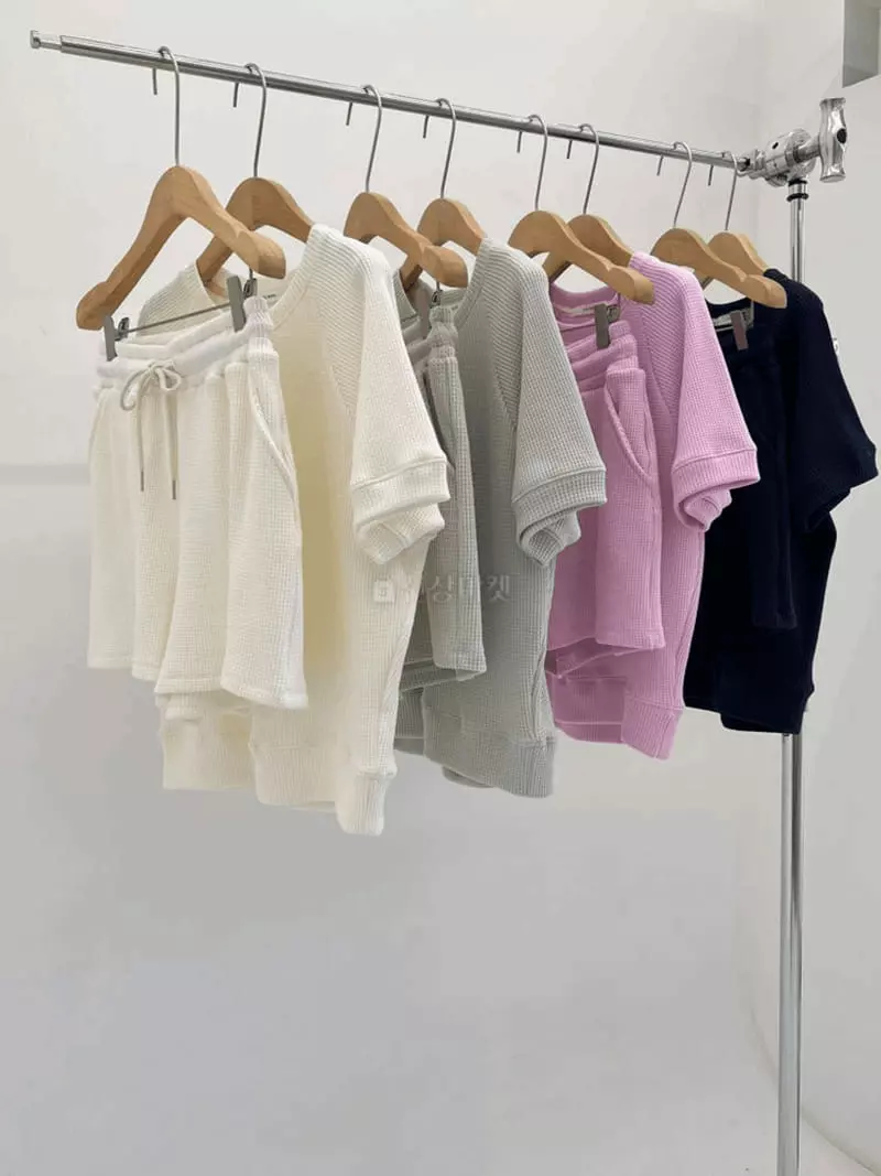 And More - Korean Women Fashion - #pursuepretty - Waffle Half Top Bottom Set - 5