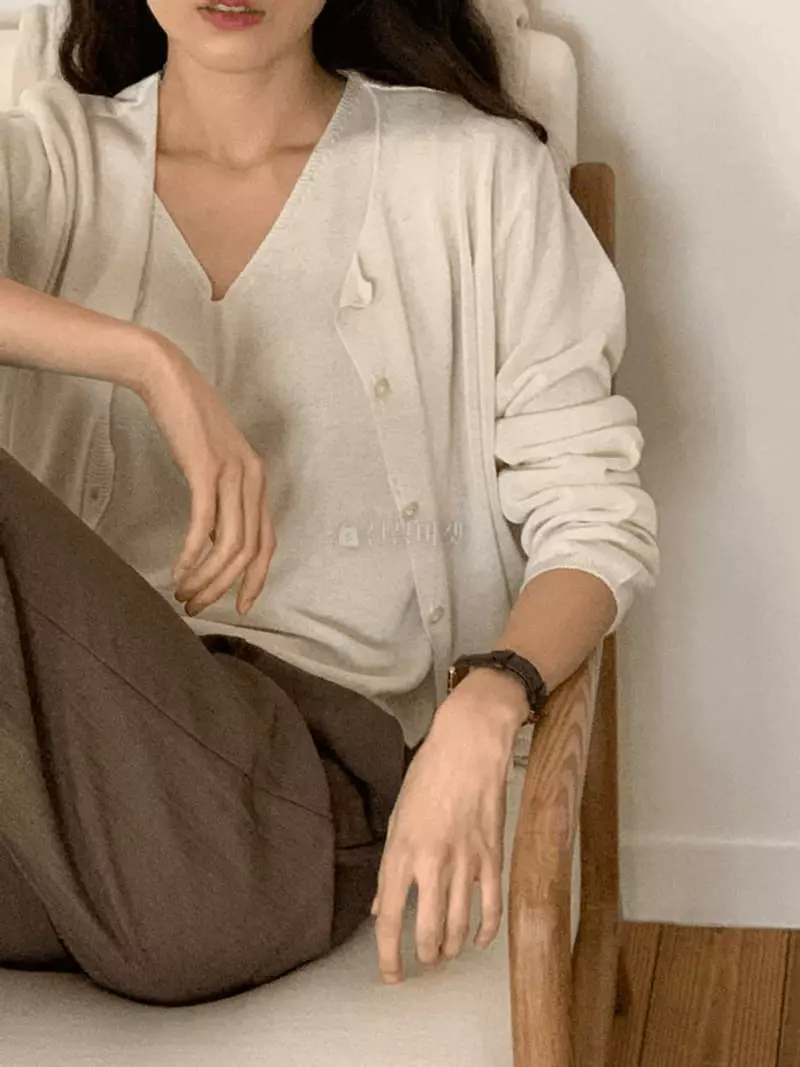 And More - Korean Women Fashion - #restrostyle - Flat Knit Cardigan Sleeveless Set