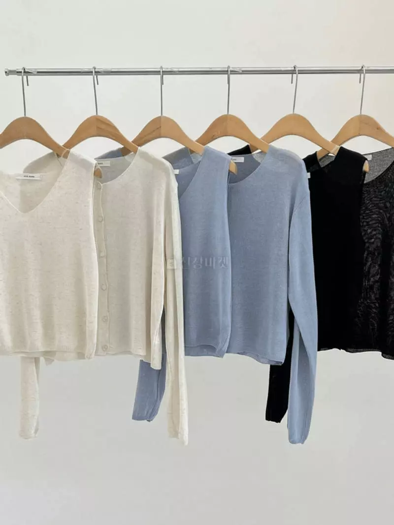 And More - Korean Women Fashion - #shopsmall - Flat Knit Cardigan Sleeveless Set - 3