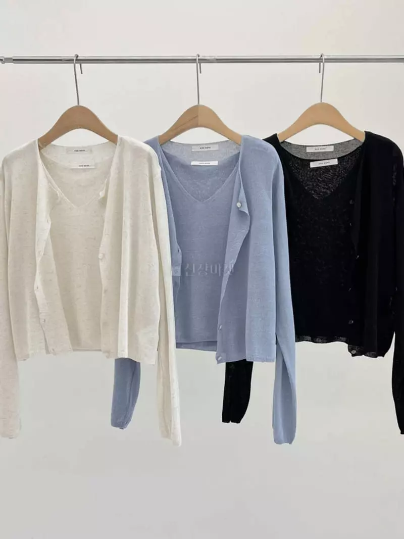 And More - Korean Women Fashion - #shopsmall - Flat Knit Cardigan Sleeveless Set - 4