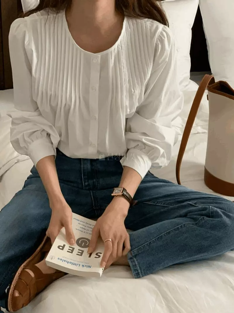 And More - Korean Women Fashion - #womensfashion - Pintuck Whole Blouse - 2