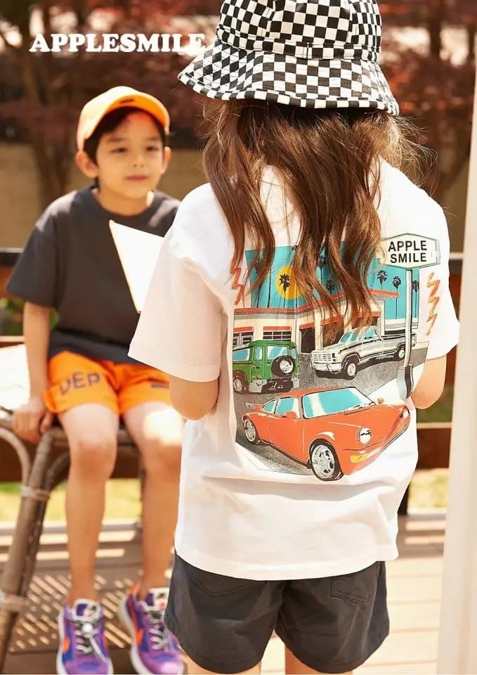 Apple Smile - Korean Children Fashion - #designkidswear - B Track Tee