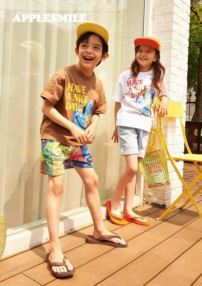 Apple Smile - Korean Children Fashion - #kidsshorts - Earth Tee - 7