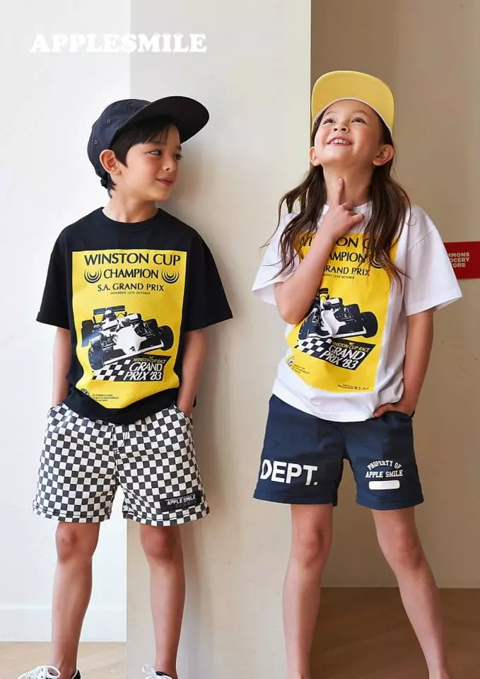 Apple Smile - Korean Children Fashion - #kidsshorts - Champion Tee - 5