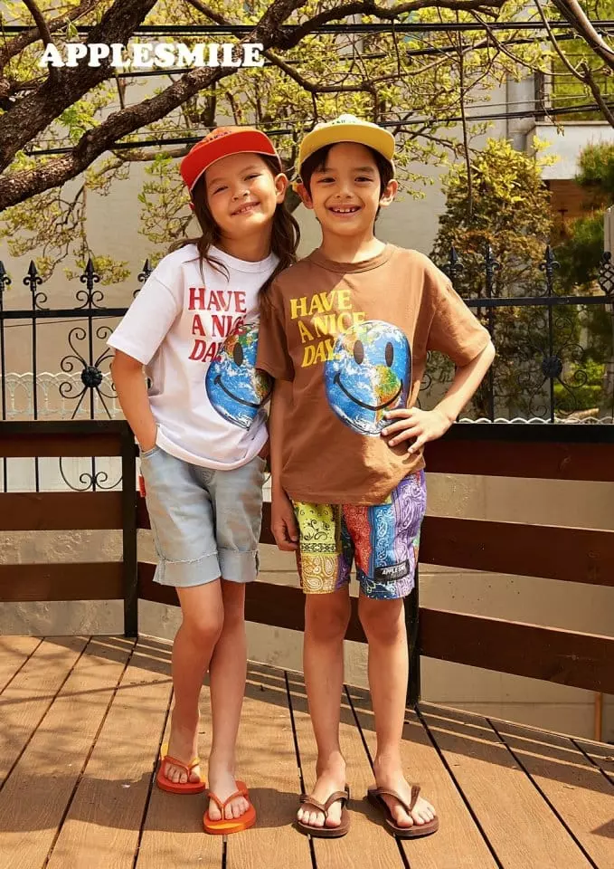 Apple Smile - Korean Children Fashion - #stylishchildhood - Earth Tee