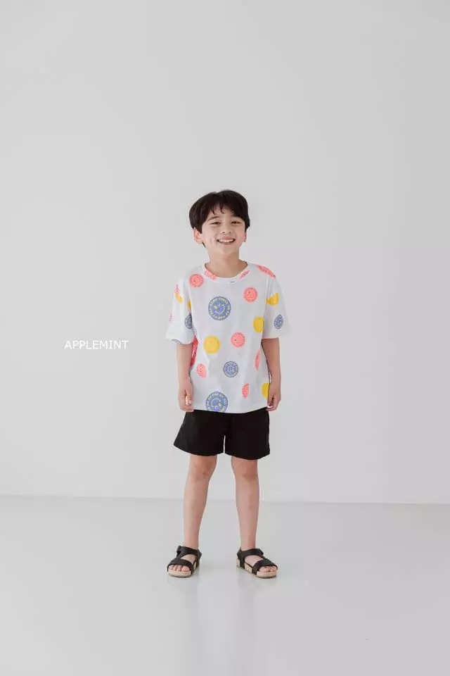 Applemint - Korean Children Fashion - #kidsshorts - Smile Tee - 3