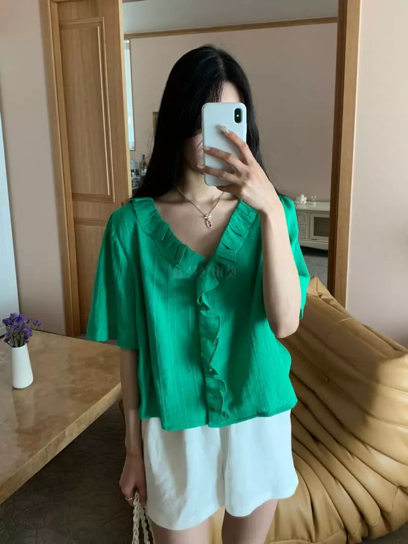 As Thought - Korean Women Fashion - #momslook - Hey Frill Blouse - 11
