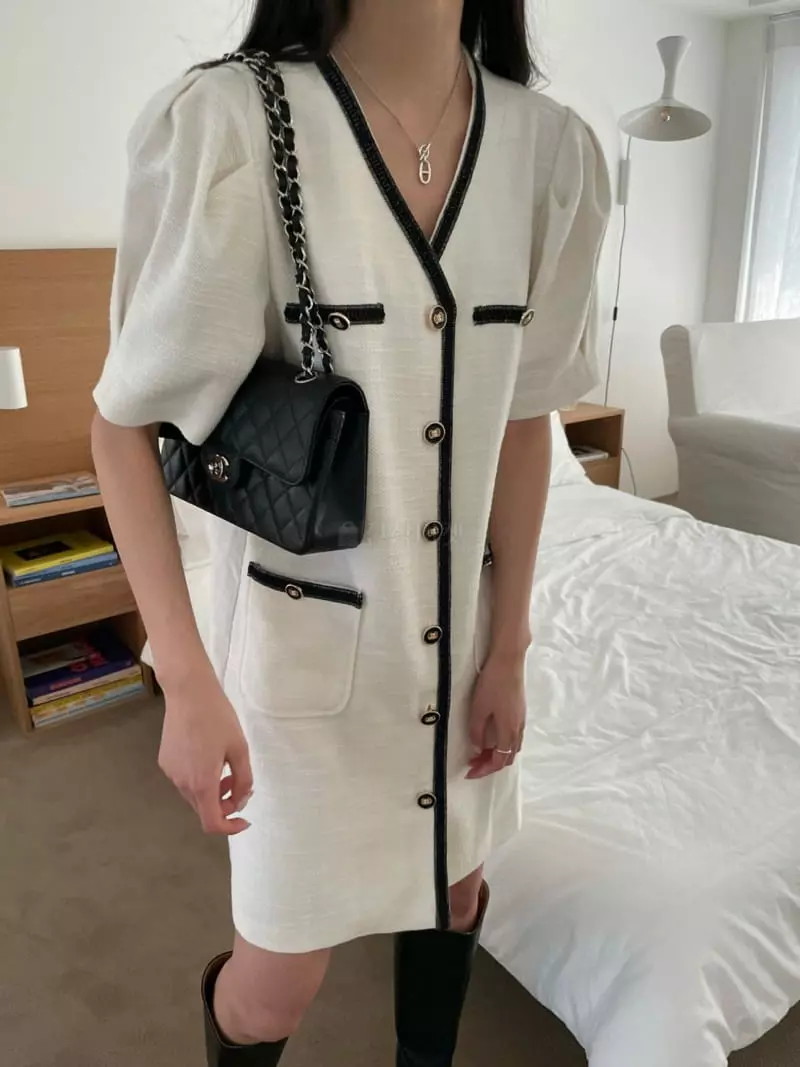 As Thought - Korean Women Fashion - #momslook - Twid One-piece - 3