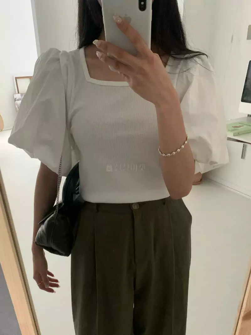 As Thought - Korean Women Fashion - #momslook - Tulip Puff Blouse - 10