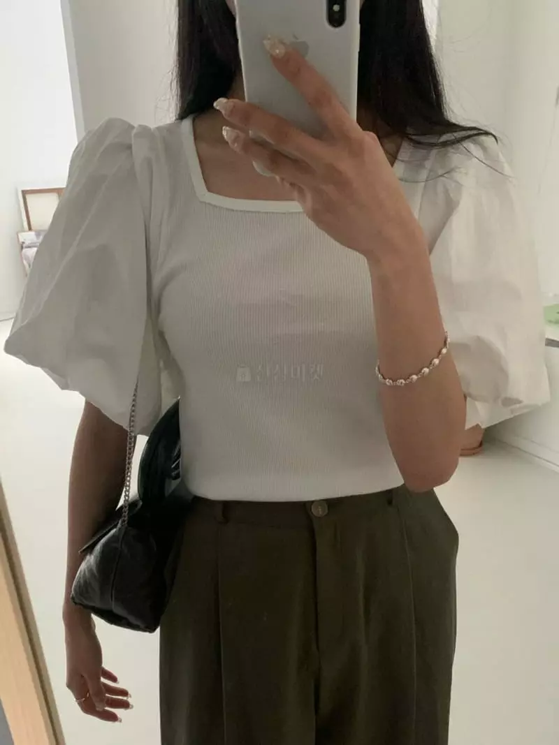 As Thought - Korean Women Fashion - #momslook - Puff Tee - 5