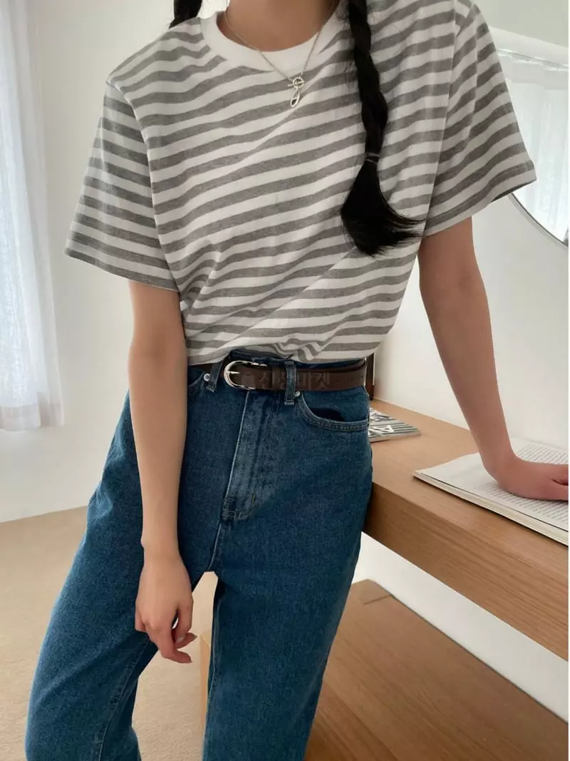 As Thought - Korean Women Fashion - #thelittlethings - Cell Stripes Tee - 4