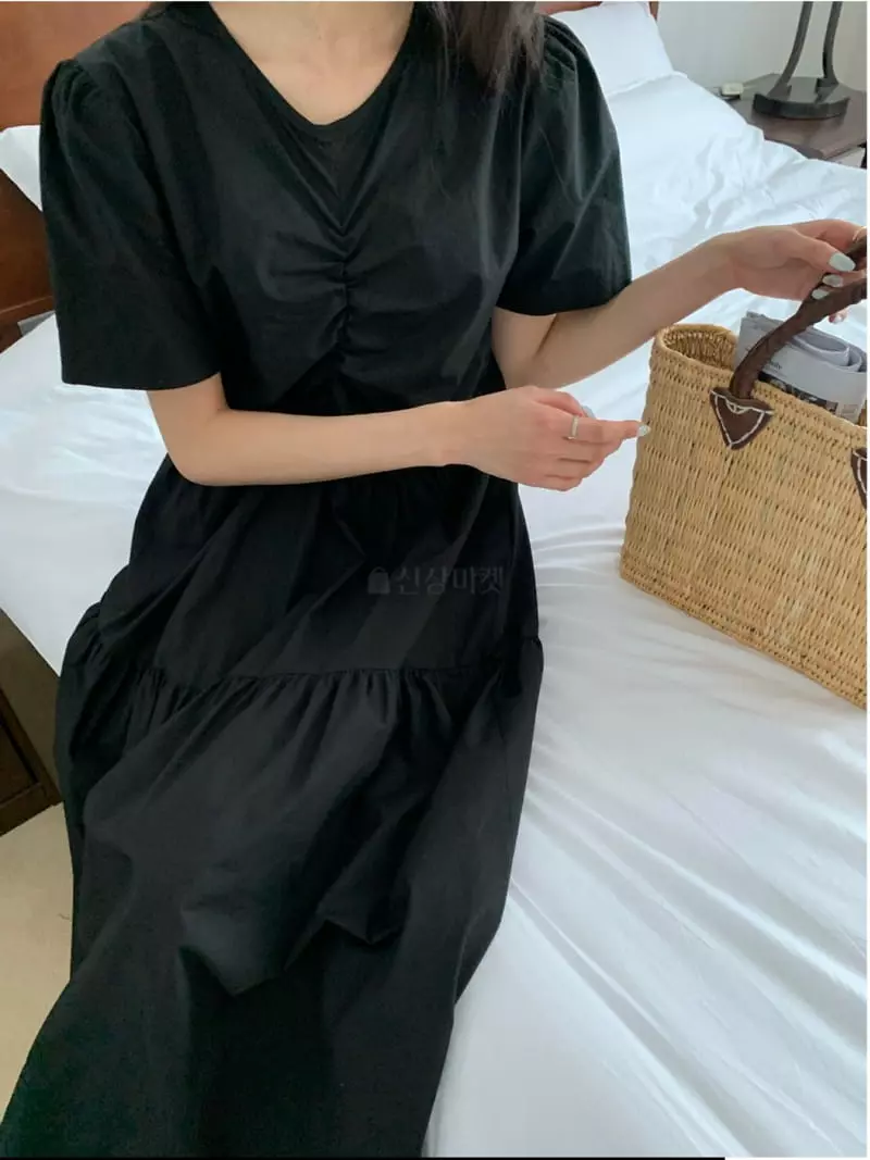 As Thought - Korean Women Fashion - #momslook - May Shirring One-piece - 2
