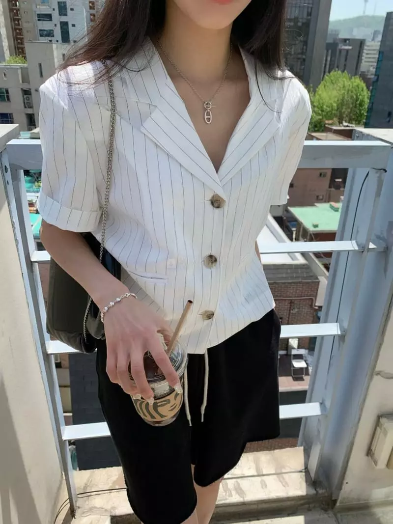 As Thought - Korean Women Fashion - #restrostyle - Darling Stripes Jacket - 3