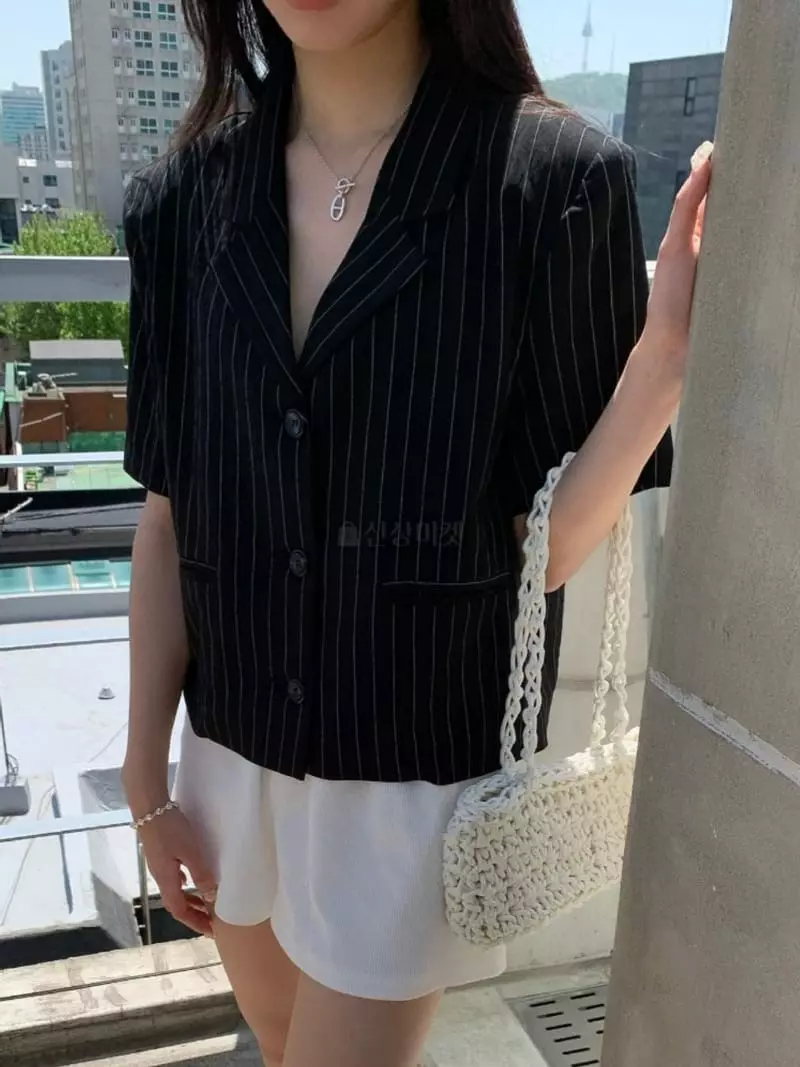 As Thought - Korean Women Fashion - #restrostyle - Darling Stripes Jacket - 4