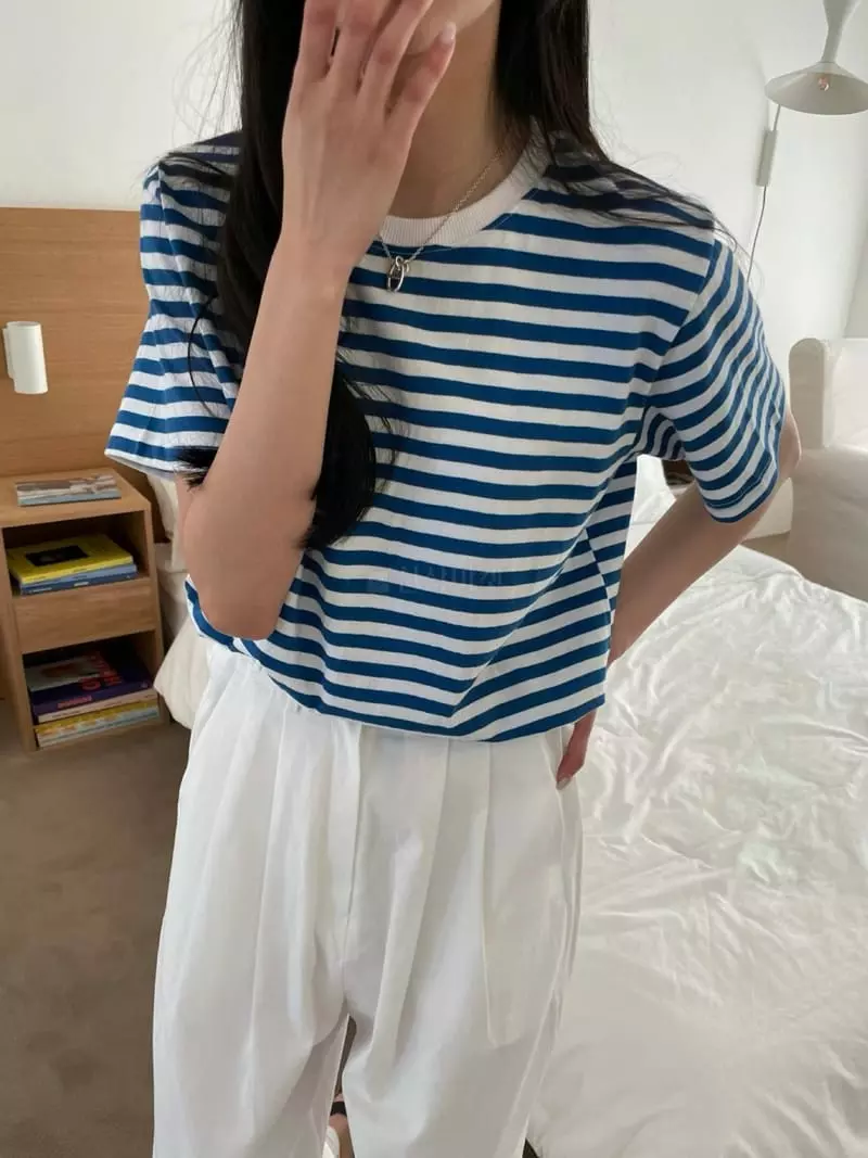 As Thought - Korean Women Fashion - #shopsmall - Cell Stripes Tee