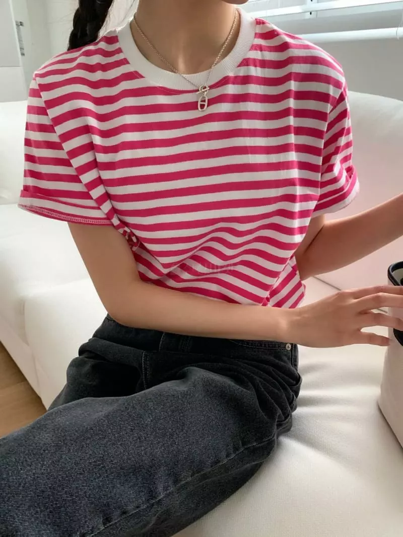 As Thought - Korean Women Fashion - #thatsdarling - Cell Stripes Tee - 2
