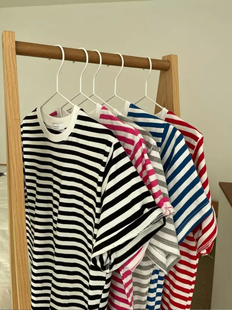 As Thought - Korean Women Fashion - #thelittlethings - Cell Stripes Tee - 3