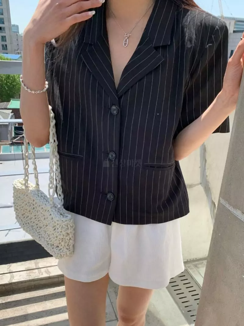 As Thought - Korean Women Fashion - #vintagekidsstyle - Darling Stripes Jacket