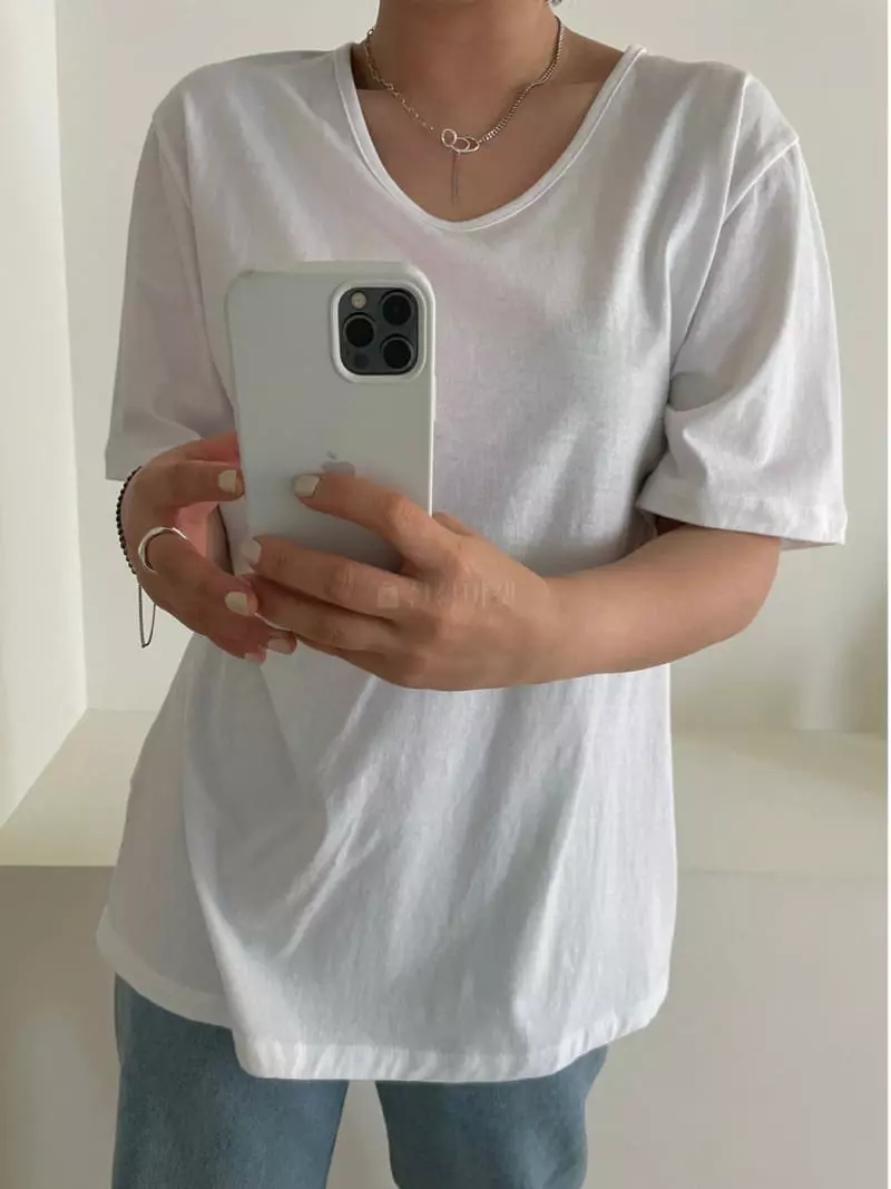 As Thought - Korean Women Fashion - #womensfashion - Pan U Short Tee - 2
