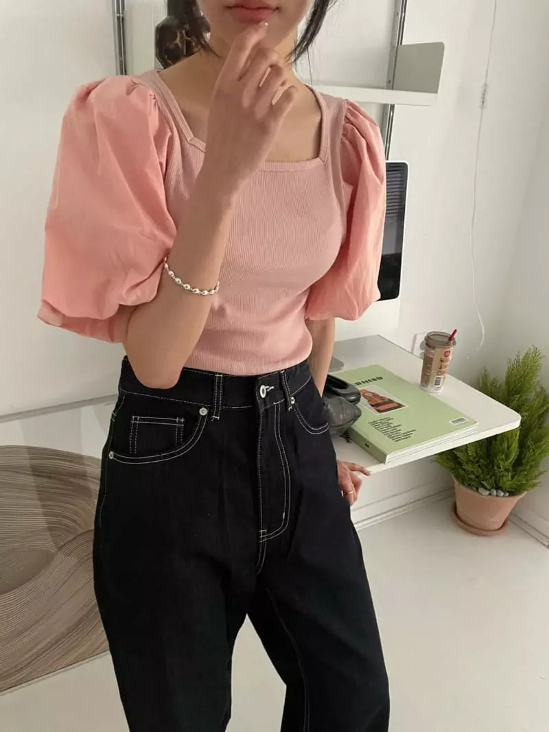 As Thought - Korean Women Fashion - #momslook - Puff Tee - 4