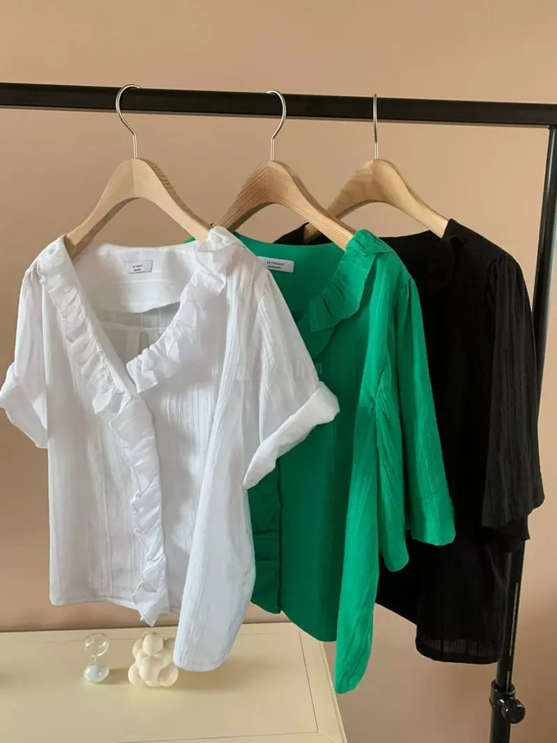 As Thought - Korean Women Fashion - #womensfashion - V Neck Frill Blouse - 2