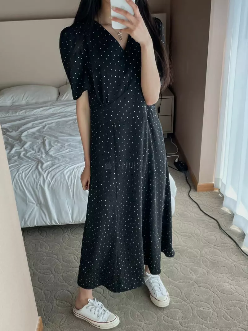 As Thought - Korean Women Fashion - #womensfashion - V Neck Shirring One-piece